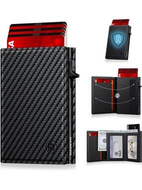 Sleek Minimalist RFID Blocking Wallet for Men, Pop Up Design with 2 ID Windows